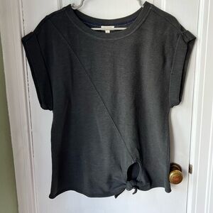 Pilcro by Anthro Charcoal Black Knot-Front Sleeveless Muscle Style Sweatshirt XS